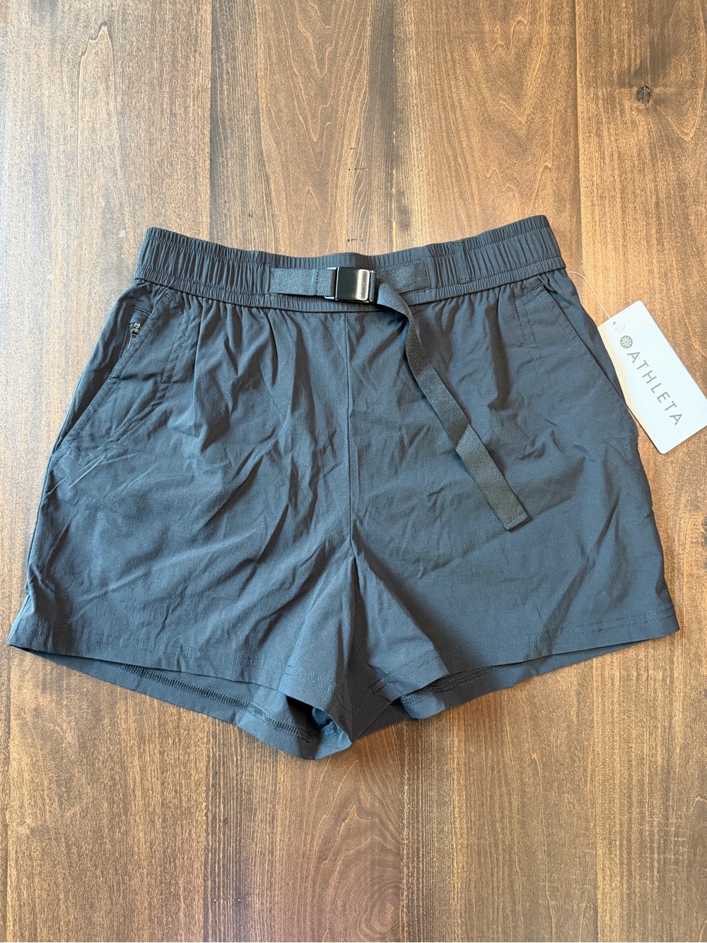 Athleta Black Active Pull-On Shorts with Adjustable Belt